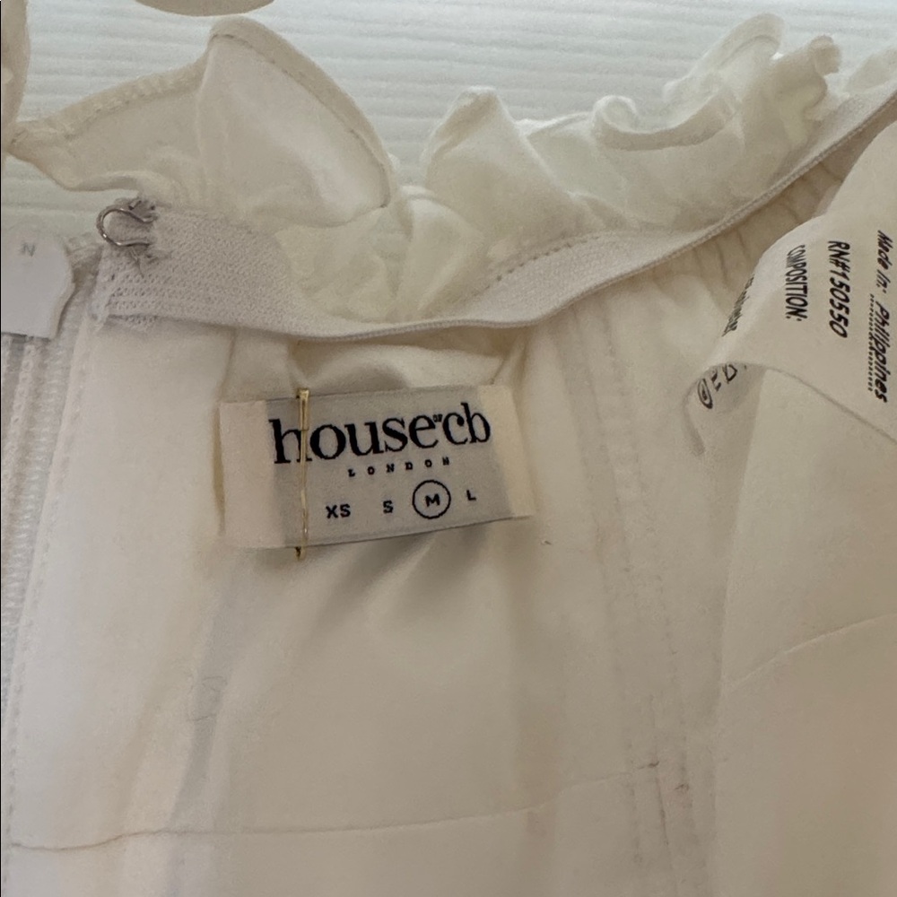 House of CB White Off-Shoulder Ruffle Crop Top - Picture 3 of 5